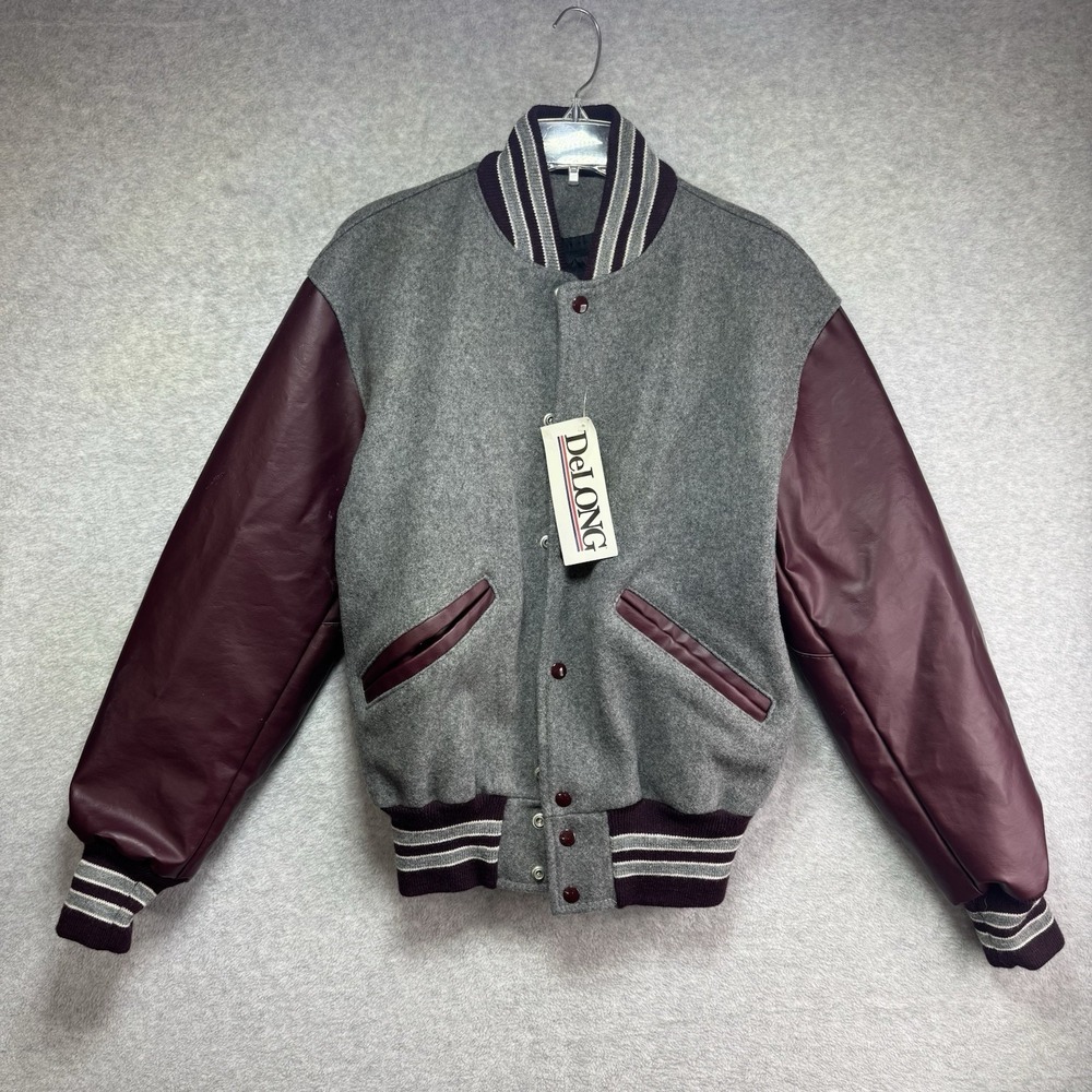 NWT Vintage DeLong Varsity Jacket Small Wool Blank Letterman USA Leather Custom